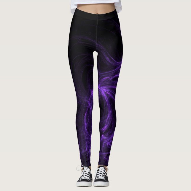 Schwarzer und Lila Abstrakter Hintergrund Leggings (Vorderseite)