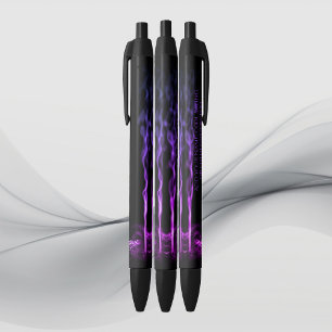 Schwarzer und Lila Drache rauchen mit deinem Namen Kugelschreiber