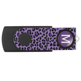 Schwarzer und Lila Leopard| Monogramm USB Stick