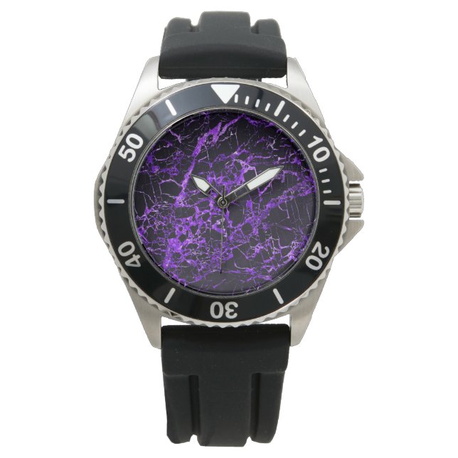 Schwarzer und Lila Marmor, Armbanduhr (Vorderseite)