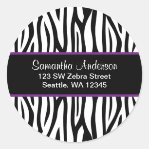 Schwarzer und lila Zebra-kundenspezifisches Runder Aufkleber