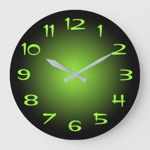 Schwarzer und Limettengrüner radialer Farbverlauf Große Wanduhr