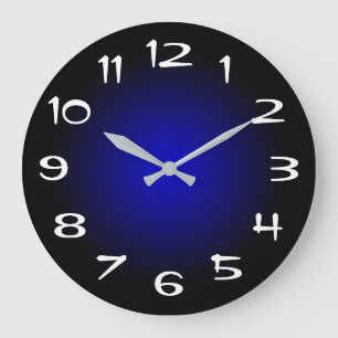 Schwarzer und mittelblauer radialer Farbverlauf Große Wanduhr