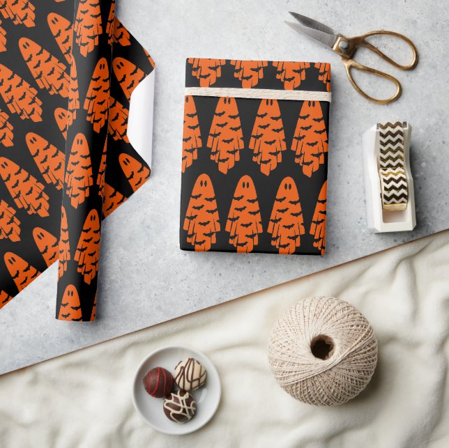 Schwarzer und Orange Geist Geschenkpapier (Basteln)