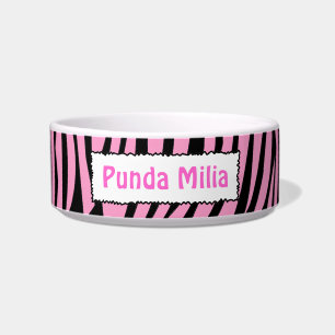 Schwarzer und rosa Zebra Stripes personalisierte Napf