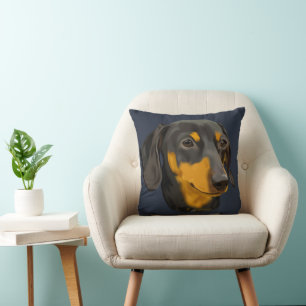 Schwarzer und rostfarbener Dachshund-Hund Kissen