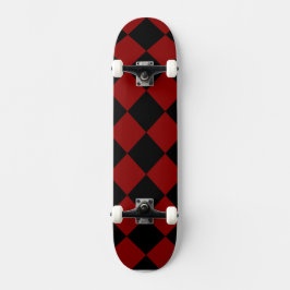 Schwarzer und roter Diamant-Schachbrett-Druck Skateboard