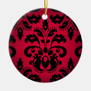 Schwarzer und roter gotischer viktorianischer Dama Keramik Ornament