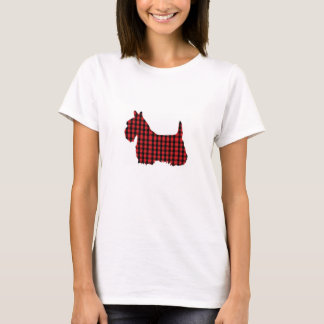 Schwarzer und roter karierter Scottie-Hund T-Shirt