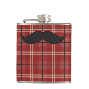 Schwarzer und roter Karo-Schnurrbart Flachmann