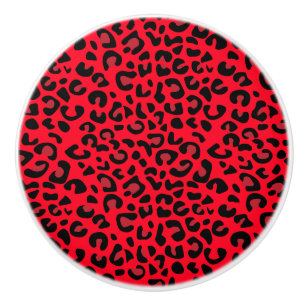 Schwarzer und roter Leopard-Tierdruck Keramikknauf