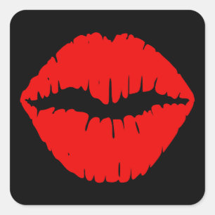 Schwarzer und roter Lippenstift Quadratischer Aufkleber