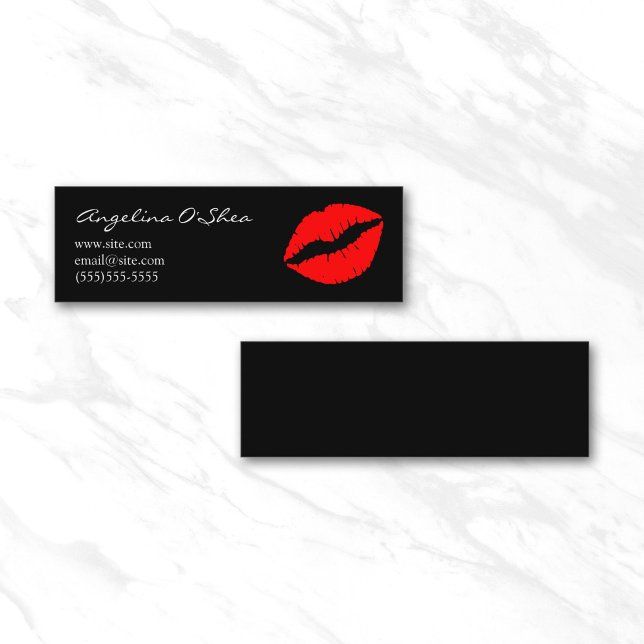 Schwarzer und roter Lipstick Mini Visitenkarte (Black and Red Lipstick Mini Business Card)