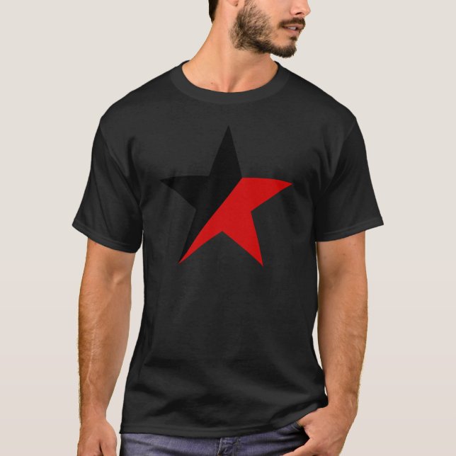 Schwarzer und roter Stern Anarcho-Syndikalismus T-Shirt (Vorderseite)