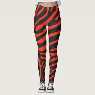 Schwarzer und roter Zebra-Druck Leggings