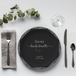 Schwarzer und Silberbarscher Junggeselinnen-Abschi Pappteller