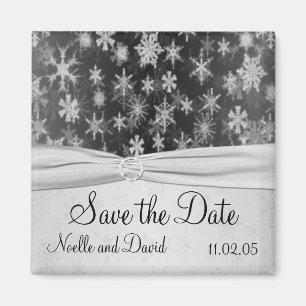 Schwarzer und silberner Schneeflocke-Save the Date Magnet
