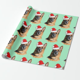 Schwarzer und Tan Deutscher Schäferhund mit Weihna Geschenkpapier
