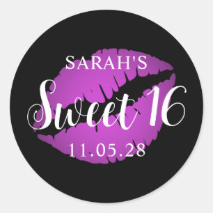 Schwarzer und violetter Ombre-Lippenstift Sweet 16 Runder Aufkleber