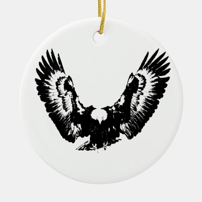 Schwarzer und weißer Adler Keramik Ornament (Vorne)