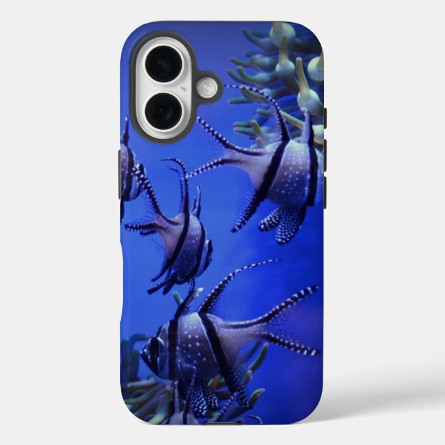 Schwarzer und weißer Angelfisch im tiefen Blauen M Case-Mate iPhone Hülle (Rückseite)