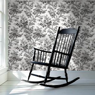 Schwarzer und weißer Blütenrebe Peel-and-Stick Tapete