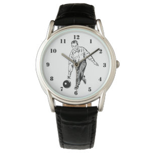 SCHWARZER UND WEISSER BOWLING MAN ARMBANDUHR