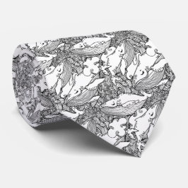 Schwarzer und weißer Buckelwal Krawatte