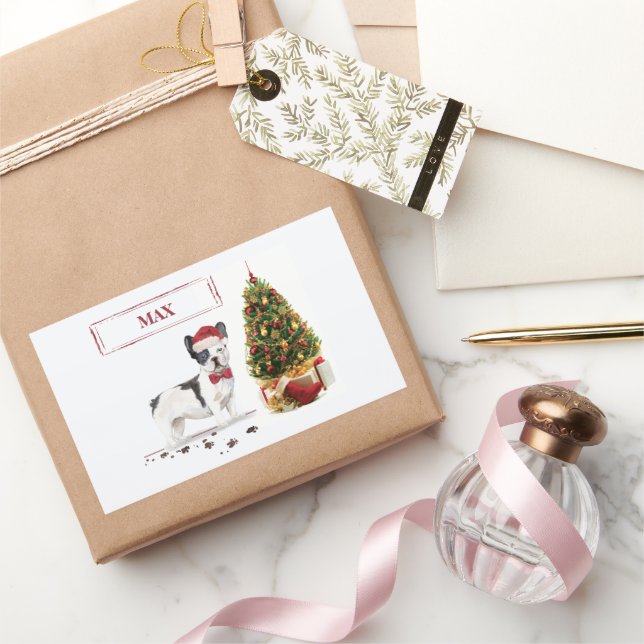 Schwarzer und weißer Bulldogge Rechteckiger Aufkleber (Schenken)