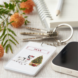 Schwarzer und weißer Bulldogge Schlüsselanhänger