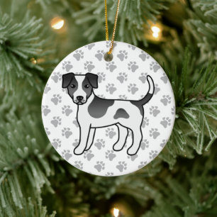 Schwarzer und Weißer Dänisch-Schwedischer Farmhund Keramik Ornament