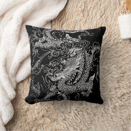 Schwarzer und Weißer Drache Kissen