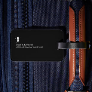 Schwarzer und weißer eleganter Golfer Gepäckanhänger