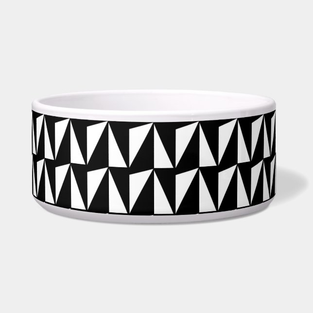 Schwarzer und weißer geometrischer Hund Napf (Vorderseite)