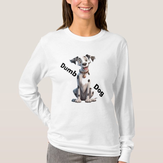 Schwarzer und weißer Gepunkteter Hund, Big Eyes "D T-Shirt (Vorderseite)