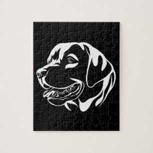 Schwarzer und weißer Hund Puzzle
