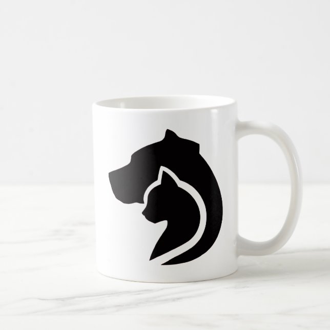 Schwarzer und weißer Hund und Katze Kaffeetasse (Rechts)