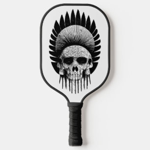 Schwarzer und weißer Indischer Schädel Pickleball Schläger