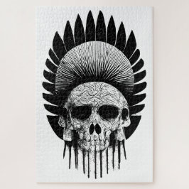 Schwarzer und weißer Indischer Schädel Puzzle