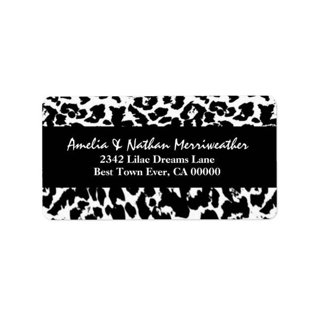 Schwarzer und weißer Leopard V001 Adressaufkleber (Vorne)