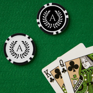 Schwarzer und weißer Lorbeerkranz mit individuelle Pokerchips