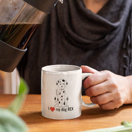 Schwarzer und weißer Niedlicher Hund - Rotes Herz Kaffeetasse