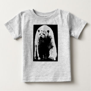 Schwarzer und weißer Pop Art Polar Bär Baby T-shirt