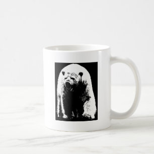 Schwarzer und weißer Pop Art Polar Bär Kaffeetasse