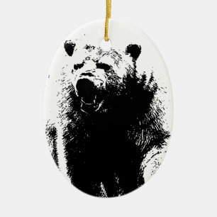 Schwarzer und weißer Pop Art Polar Bär Keramik Ornament