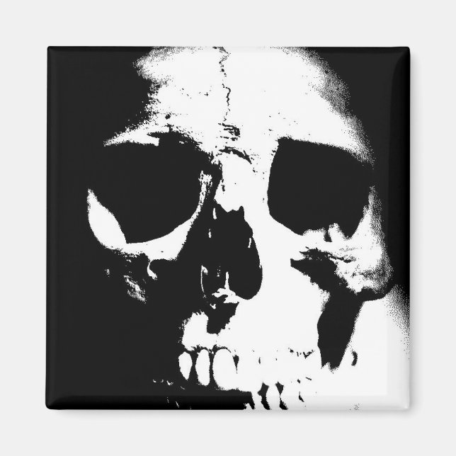 Schwarzer und weißer Schädel Magnet (Vorne)