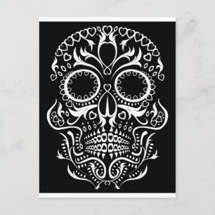 Schwarzer und weißer Schädel / Tag der Toten Postkarte