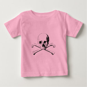 Schwarzer und weißer Schädel und Knochen Baby T-shirt