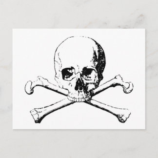 Schwarzer und weißer Schädel und Knochen Postkarte