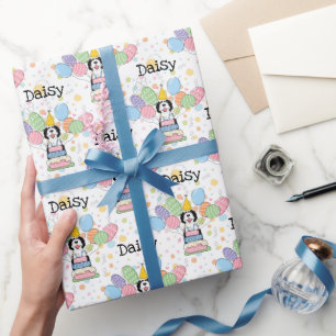 Schwarzer und weißer Schafaddel Geburtstag Geschenkpapier